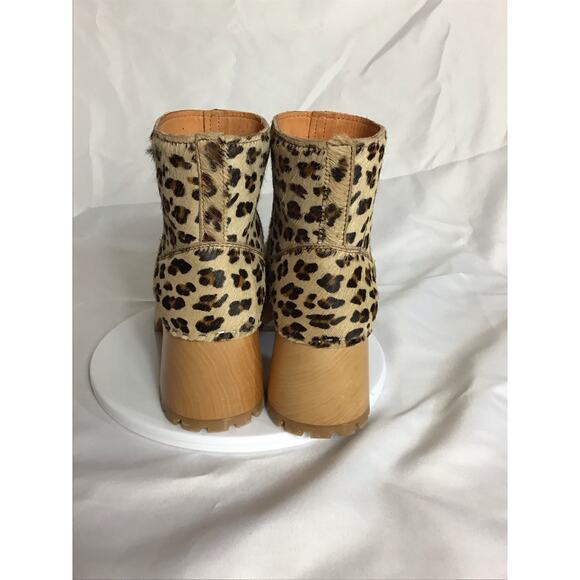 Swedish Hasbeens Women Leopard print Ankle Block Heel  Clogs Sz 37/7US NWOB - Picture 5 of 13